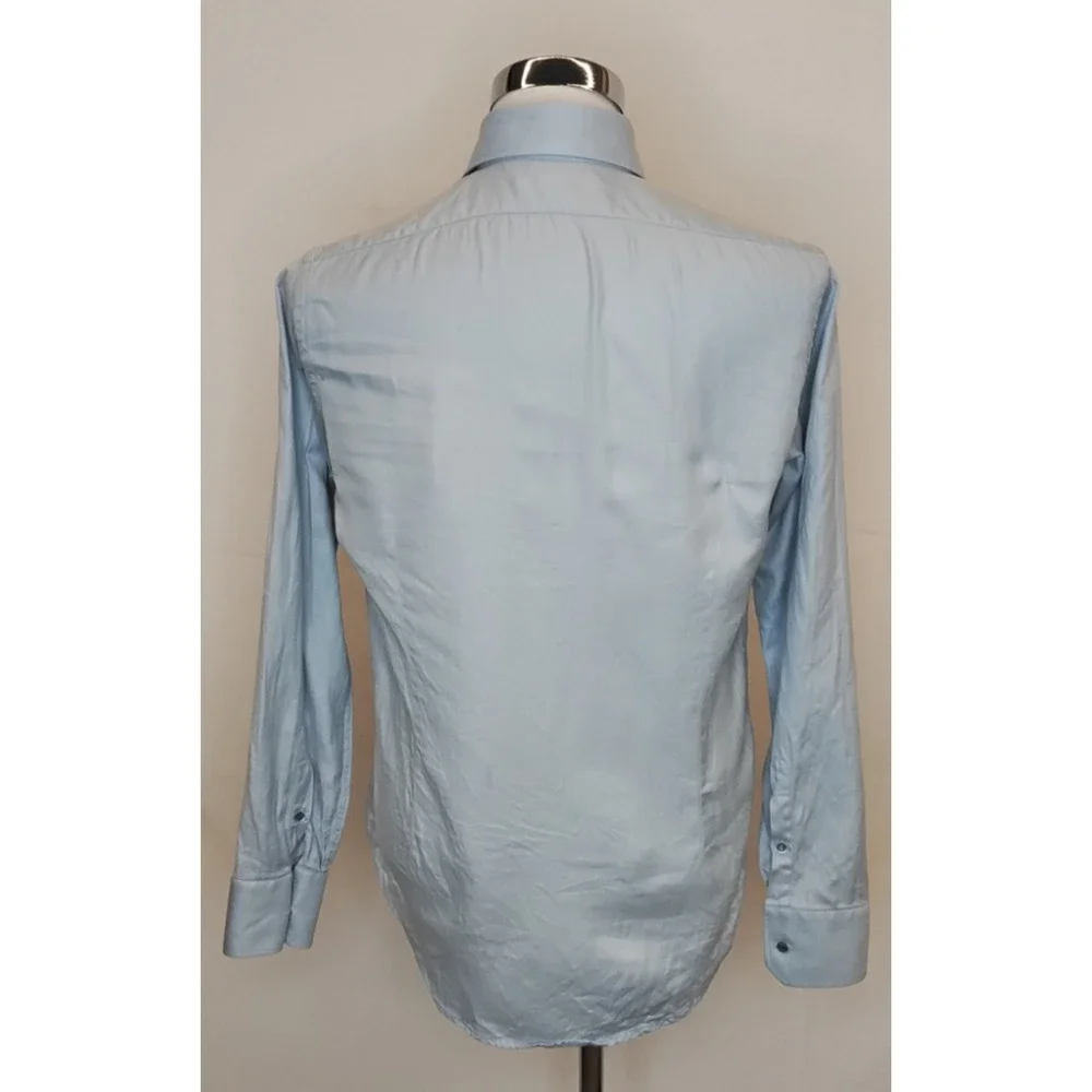 Gucci Cotton Twill Button Up Shirt Men's 15 1/2 Light Blue Made in Italy #Z5764